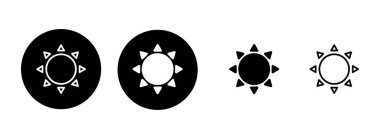 Güneş simgesi çizimi. Parlaklık işareti ve sembol.