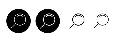 Arama simgesi çizimi. Büyüteç işareti ve sembolü ara