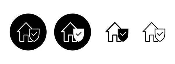 Home Verzekering Pictogram Set Illustratie Home Protection Teken Symbool — Stockvector
