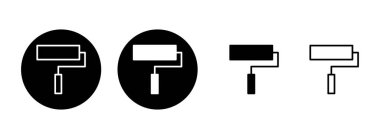 Boya simgesi çizimi. Boya fırçası işareti ve sembol. boyama silindiri vektörü
