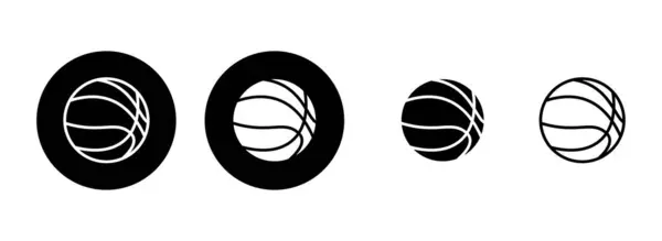 Illustrazione Set Icona Basket Pallacanestro Segno Simbolo — Vettoriale Stock