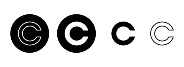 Illustrazione Set Icona Del Copyright Segno Simbolo Del Copyright — Vettoriale Stock
