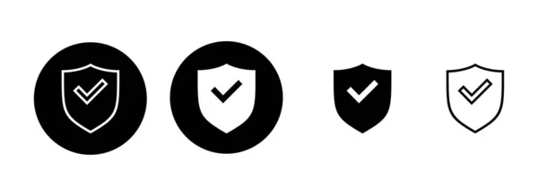 Ilustración Conjunto Iconos Marca Verificación Escudo Protección Aprueba Signo Icono — Archivo Imágenes Vectoriales
