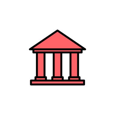 Banka simgesi çizimi. Banka işareti ve sembol, müze, üniversite