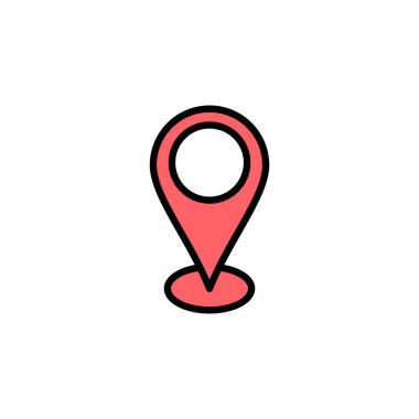 Adres simgesi çizimi. Ev işareti ve sembol. nokta