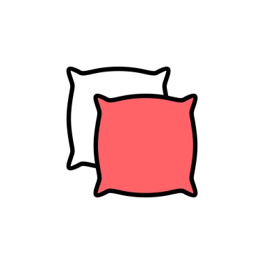 Yastık simgesi çizimi. Yastık işareti ve sembol. Rahat yumuşacık yastık.