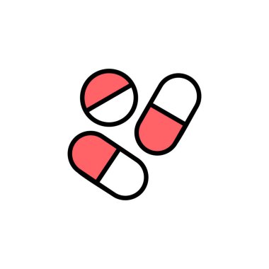 İlaç ikonu çizimi. Kapsül simgesi. Uyuşturucu işareti ve sembol