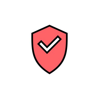 Kalkan işaretleme simgesi çizimi. Koruma onayı işareti. Sigorta simgesi