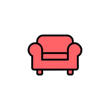 Koltuk simgesi çizimi. Kanepe işareti ve sembol. mobilya simgesi