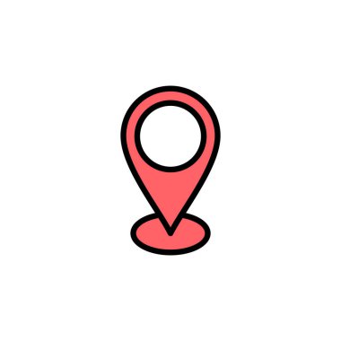 Adres simgesi çizimi. Ev işareti ve sembol. nokta