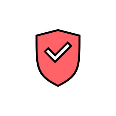 Kalkan işaretleme simgesi çizimi. Koruma onayı işareti. Sigorta simgesi