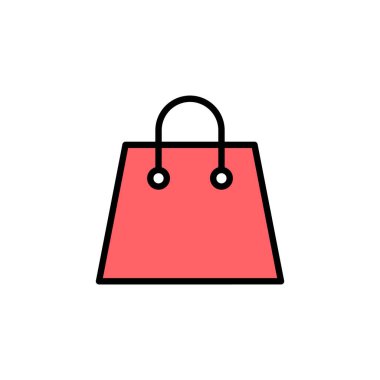 Alışveriş poşeti simgesi çizimi. Alışveriş işareti ve sembol