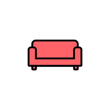 Koltuk simgesi çizimi. Kanepe işareti ve sembol. mobilya simgesi