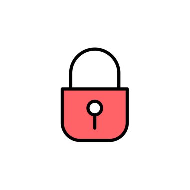 Kilit simgesi çizimi. Asma kilit işareti ve sembol. Şifreleme simgesi. Güvenlik sembolü