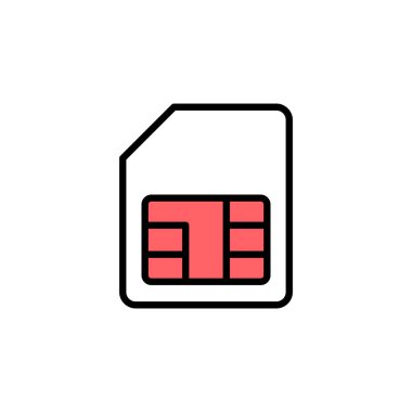 Sim kart simgesi çizimi. çift sim kart işareti ve sembol