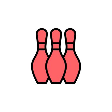 Bowling ikonu çizimi. Bowling topu, iğne işareti ve sembol.