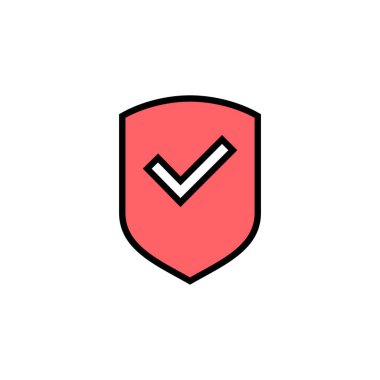 Kalkan işaretleme simgesi çizimi. Koruma onayı işareti. Sigorta simgesi