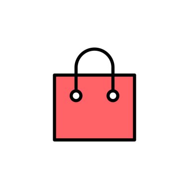 Alışveriş poşeti simgesi çizimi. Alışveriş işareti ve sembol