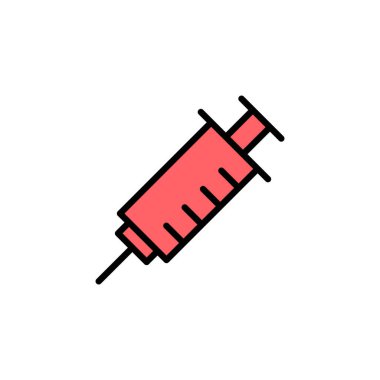 Şırınga ikonu çizimi. İğne işareti ve sembol. Aşı simgesi