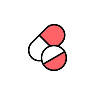 İlaç ikonu çizimi. Kapsül simgesi. Uyuşturucu işareti ve sembol