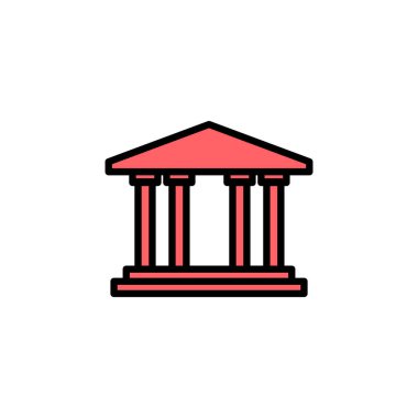 Banka simgesi çizimi. Banka işareti ve sembol, müze, üniversite