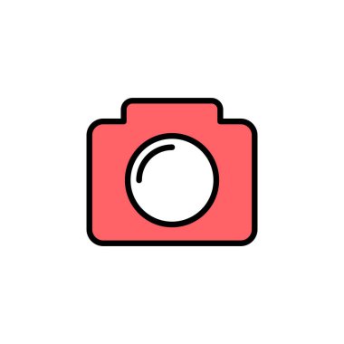 Kamera simgesi çizimi. Fotoğraf makinesi işareti ve sembol. fotoğrafçılık simgesi.