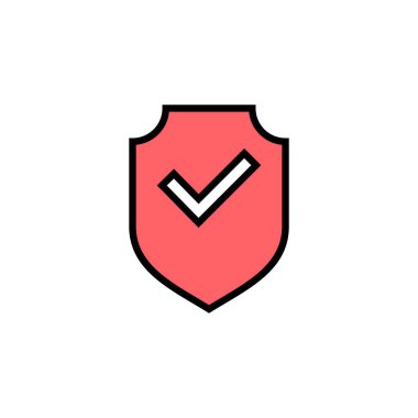 Kalkan işaretleme simgesi çizimi. Koruma onayı işareti. Sigorta simgesi