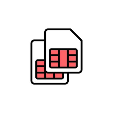 Sim kart simgesi çizimi. çift sim kart işareti ve sembol