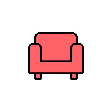 Koltuk simgesi çizimi. Kanepe işareti ve sembol. mobilya simgesi
