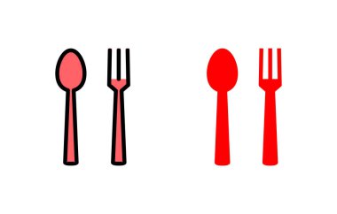 kaşık ve çatal simgesi çizimi. kaşık, çatal ve bıçak ikonu vektörü. Restoran işareti ve sembolü