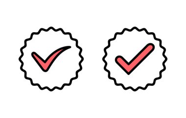 Onaylanmış simge kümesi illüstrasyonu. Sertifikalı Madalya Simgesi. işaretle