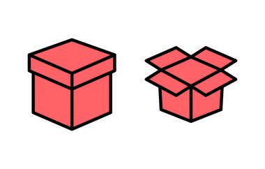 Kutu simgesi çizimi. kutu işareti ve sembol, paket, paket