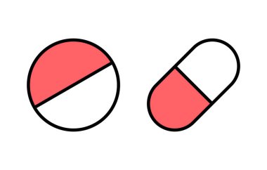 İlaç ikonu çizimi. Kapsül simgesi. Uyuşturucu işareti ve sembol