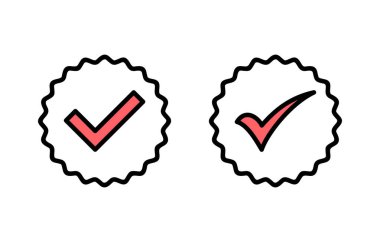 Onaylanmış simge kümesi illüstrasyonu. Sertifikalı Madalya Simgesi. işaretle
