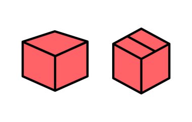 Kutu simgesi çizimi. kutu işareti ve sembol, paket, paket