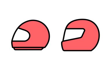 Kask simgesi çizimi. Motosiklet kaskı tabelası ve sembolü. İnşaat miğferi simgesi. Güvenlik kaskı