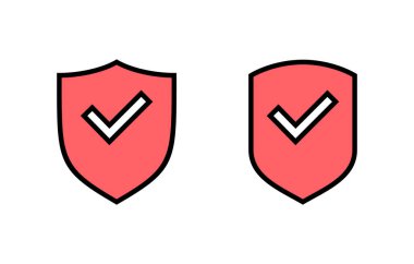 Kalkan işaretleme simgesi çizimi. Koruma onayı işareti. Sigorta simgesi