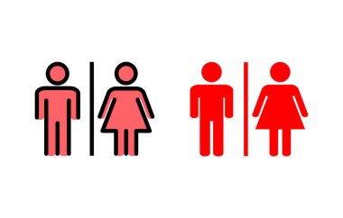 Tuvalet ikonu çizimi. Kızlar ve erkekler tuvaletleri imzalar ve simgeler. Banyo tabelası. wc, tuvalet