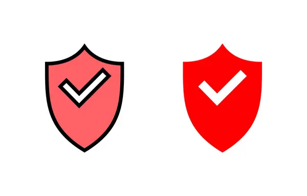 Shield Check Mark Icon Set Illustration Protection Approve Sign Insurance Stock Vector