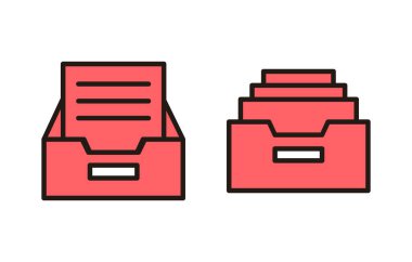 Arşiv dizinleri simgesi çizimi. Belge vektör simgesi. Depolama simgesini arşivle.