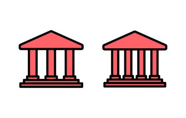Banka simgesi çizimi. Banka işareti ve sembol, müze, üniversite