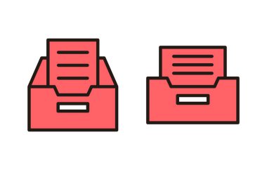 Arşiv dizinleri simgesi çizimi. Belge vektör simgesi. Depolama simgesini arşivle.
