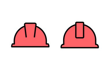 Kask simgesi çizimi. Motosiklet kaskı tabelası ve sembolü. İnşaat miğferi simgesi. Güvenlik kaskı