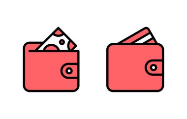 Cüzdan simgesi çizimi. cüzdan işareti ve sembol