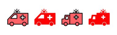 Ambulans simgesi çizimi. Ambulans kamyonu işareti ve sembol. Ambulans arabası