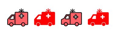 Ambulans simgesi çizimi. Ambulans kamyonu işareti ve sembol. Ambulans arabası