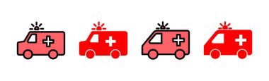 Ambulans simgesi çizimi. Ambulans kamyonu işareti ve sembol. Ambulans arabası