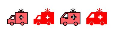 Ambulans simgesi çizimi. Ambulans kamyonu işareti ve sembol. Ambulans arabası
