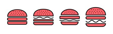 Burger simgesi çizimi. Hamburger ve sembol. hamburger