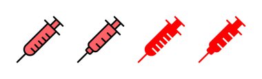 Şırınga ikonu çizimi. İğne işareti ve sembol. Aşı simgesi